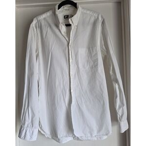 Engineered Garments White Cotton Button-Down Shirt Men L Workwear Collared